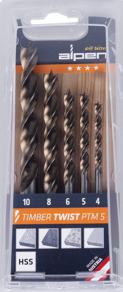 ALPEN Holzbohrersatz Timber Twist 5-tlg.
