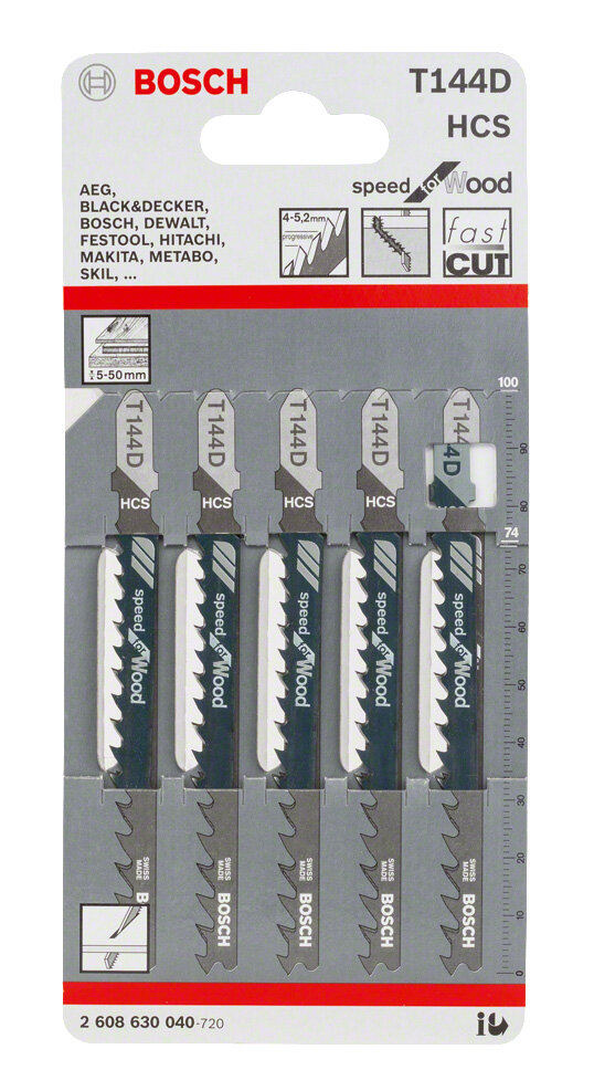 BOSCH 5 Stichsägeblätter T 144 D