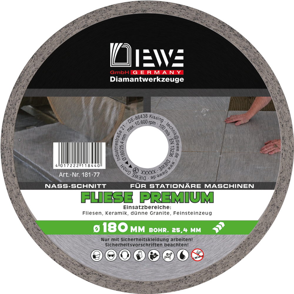 DIEWE Diamant-Trennscheibe Selection Fliese 180 mm Ø