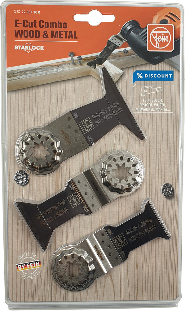 FEIN Zubehör-Set 3-tlg. E-Cut Combo Starlock Wood+Metal