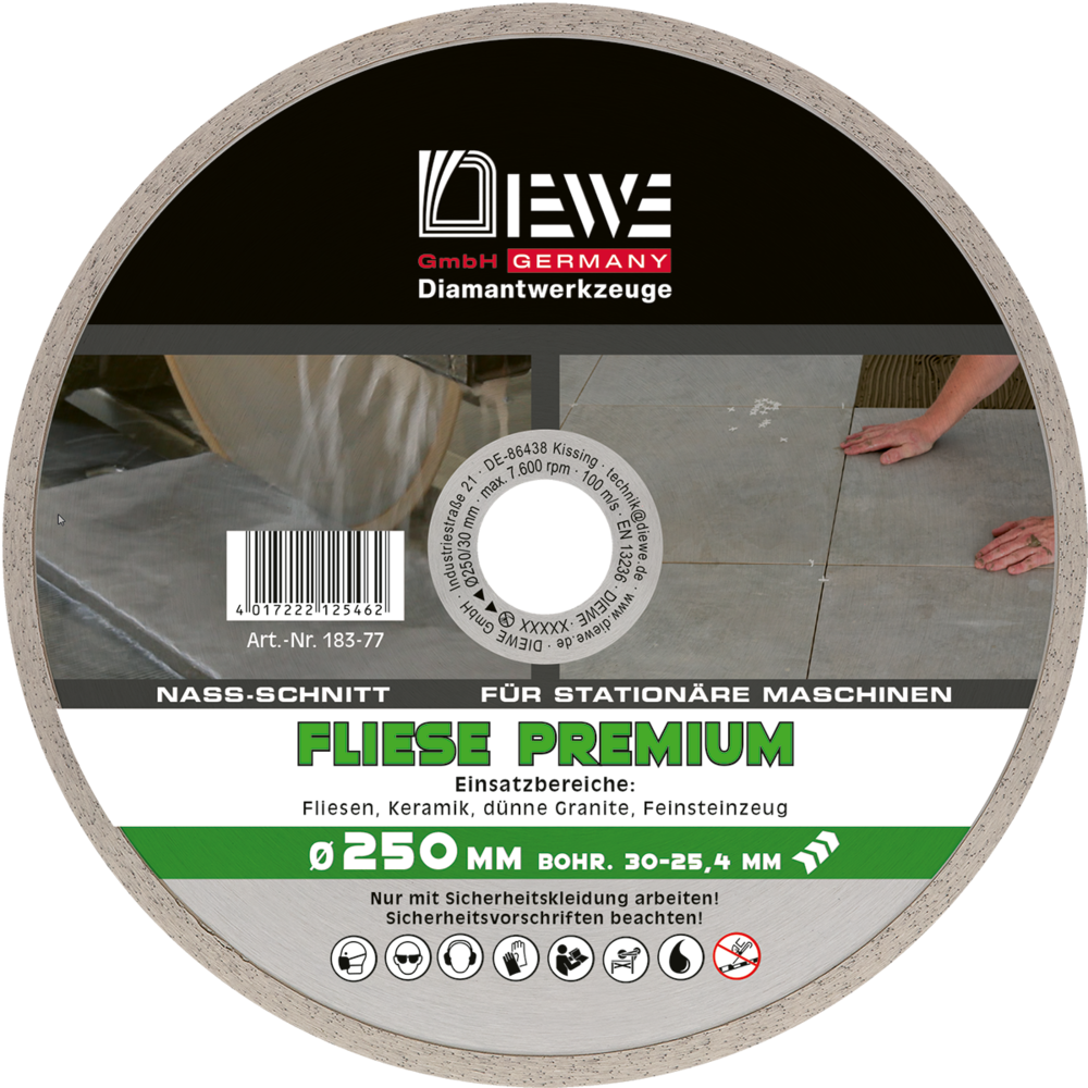 DIEWE Diamant-Trennscheibe Selection Fliese 250 mm Ø