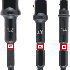 EINHELL Impact-Steckschlüssel-Adapter mit 1/4" E 6.3 Schaft, 3-tlg., 65 / 72 mm, 1/4“ / 3/8“ / 1/2“
