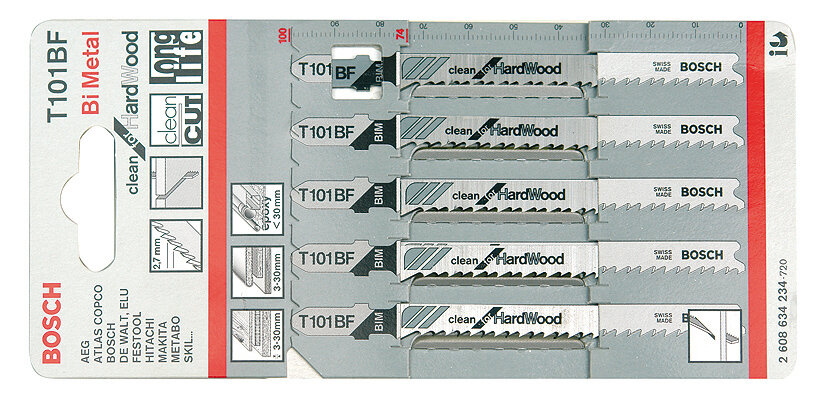 BOSCH 5 Bi-Metall-Stichsägeblätter T 101 BF