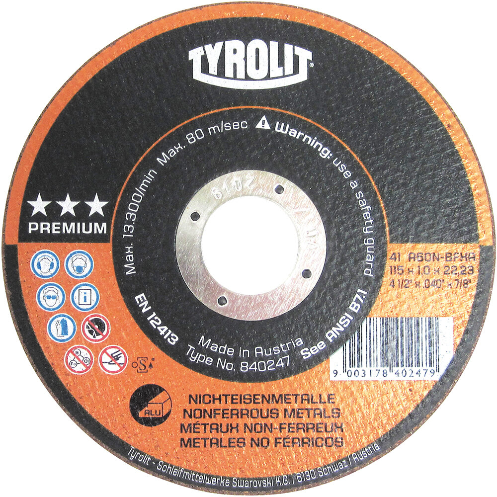 TYROLIT Premium-Trennscheibe NE-Metalle 115 x 1 x 22,2 mm