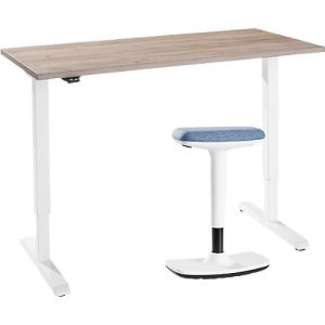 2-tlg. Büromöbel-Set, Home Office Schreibtisch, elektrisch höhenverstellbar, Eiche/weiß 2-tlg. Büromöbel-Set, Home Office Schreibtisch, elektrisch höhenverstellbar, Eiche/weiß