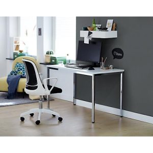 2-tlg. Büromöbel-Set, Home Office Tisch, weiß/chromsilber 2-tlg. Büromöbel-Set, Home Office Tisch, weiß/chromsilber