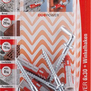 FISCHER 6 Dübel + Winkelhaken Duopower 6 x 30 mm FISCHER 6 Dübel + Winkelhaken Duopower 6 x 30 mm