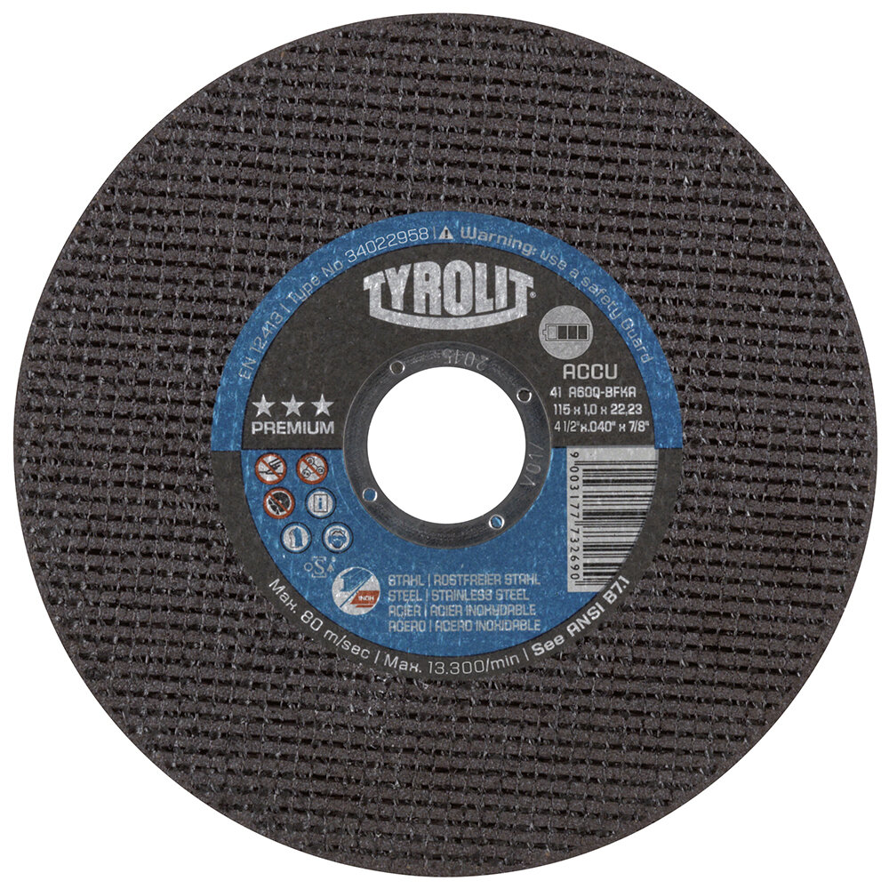 TYROLIT Accu-Trennscheibe 115 x 1,0 x 22,23mm
