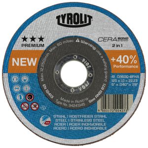 TYROLIT Keramik-Inox-Cerabond-Trennscheibe 125 x 1 x 22,2 mm TYROLIT Keramik-Inox-Cerabond-Trennscheibe 125 x 1 x 22,2 mm