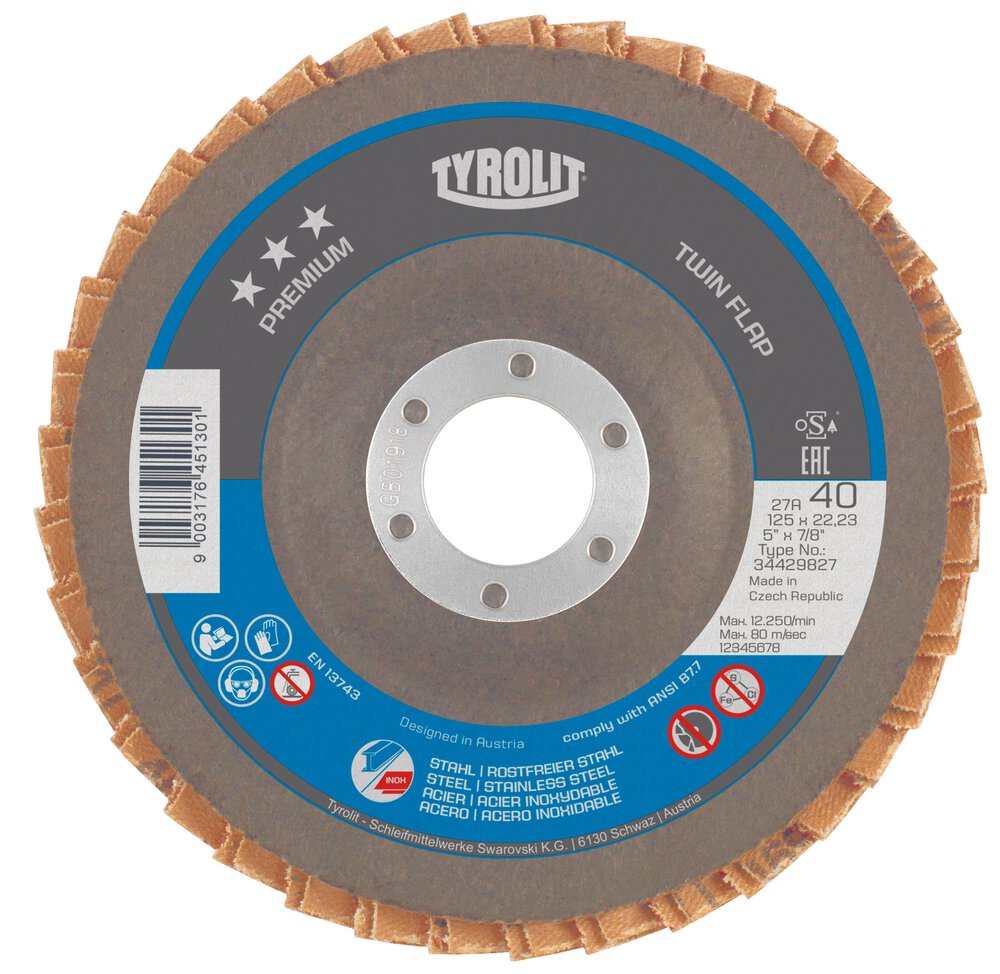 TYROLIT Premium-Lameller Twinflap 115 mm Ø K 60