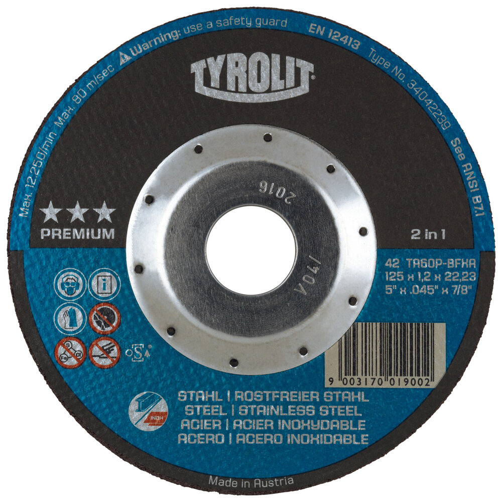 TYROLIT Trennscheibe DEEP CUT PROTECTION 125x1,2x22,23 mm A46Q Stahl/Edelstahl