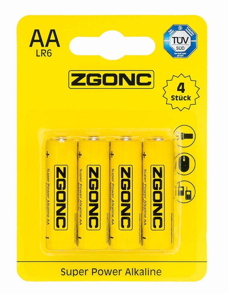 Zgonc 4 Batterien Mignon AA