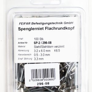 FEIFAR 100 Spengler-Stahlnieten 3,2 x 6 mm FEIFAR 100 Spengler-Stahlnieten 3,2 x 6 mm