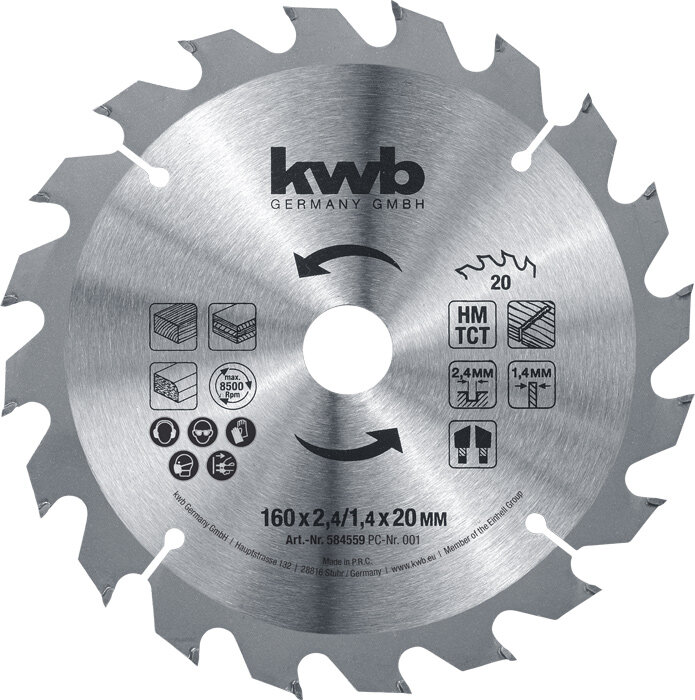 KWB HM-Kreissägeblatt 160 x 20 mm Ø
