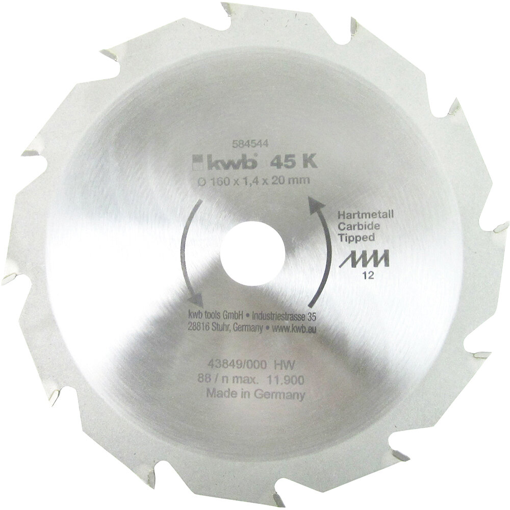 KWB HM-Sägeblatt 160 x 20 mm Ø, 12 Zähne