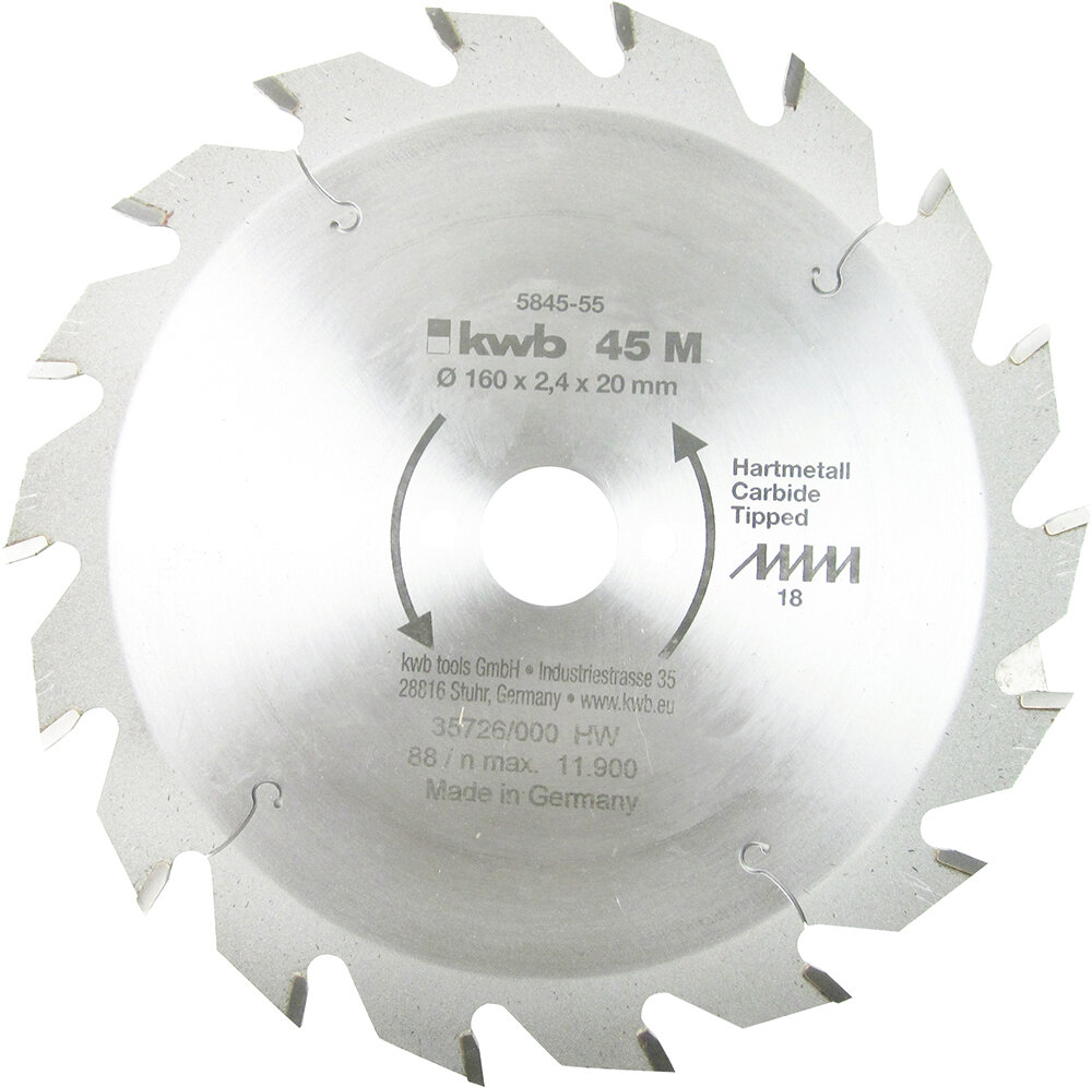 KWB HM-Sägeblatt 160 x 20 mm Ø, 18 Zähne