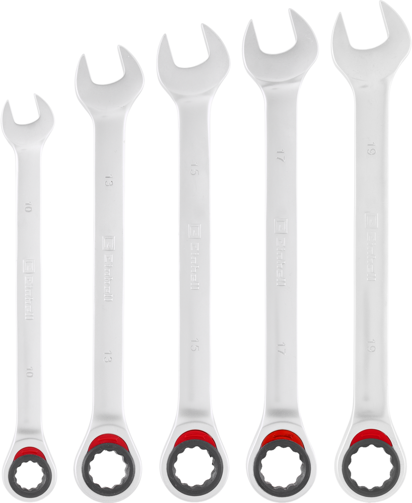 EINHELL PROFESSIONAL Gabel-Ring-Ratschenschlüssel-Set, 5-tlg. Ø 10–19 mm
