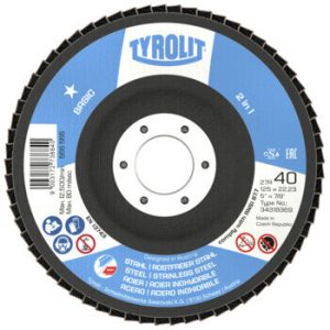 TYROLIT Fächerscheibe 115×22,23mm 27A gekröpft ZA120Q BASIC Stahl/Edelstahl TYROLIT Fächerscheibe 115×22,23mm 27A gekröpft ZA120Q BASIC Stahl/Edelstahl