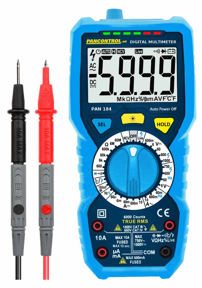 PANCONTROL Digital-Multimeter mit Temperaturfühler 184