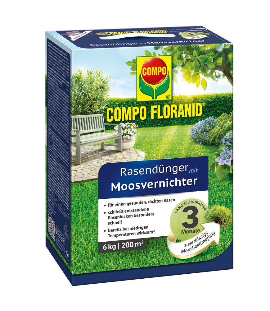 COMPO Rasendünger mit Moosvernichter und Langzeitwirkung