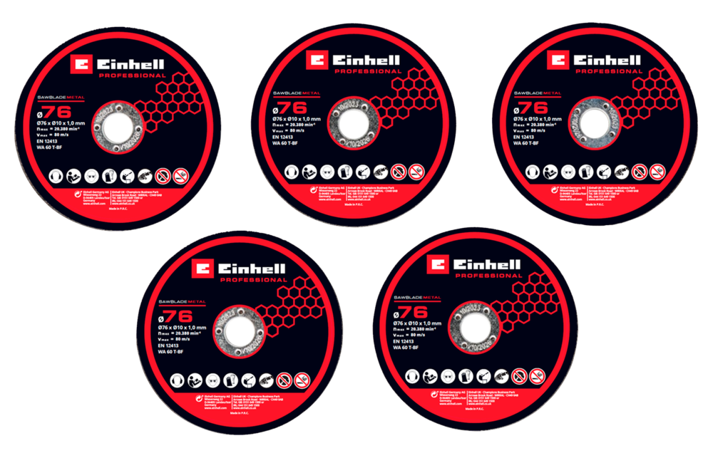 EINHELL 5-tlg. Trennscheiben-Set 76 mm