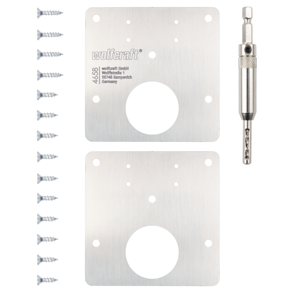 WOLFCRAFT Reparaturset für Topfscharniere – Türseite, 17-tlg.