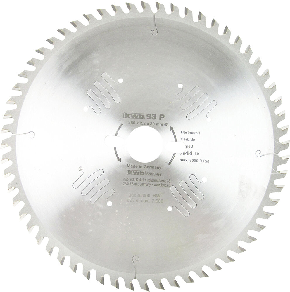 KWB HM-Sägeblatt 250 x 30 mm Ø, 60 Zähne