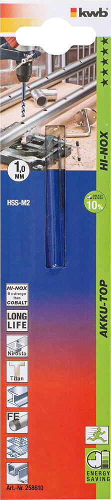 KWB HSS-Bohrer HI-NOX 1 mm Ø AkkuTop