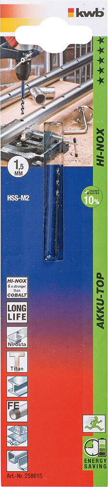KWB HSS-Bohrer HI-NOX 1,5 mm Ø AkkuTop