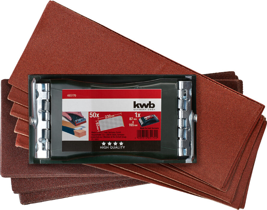 KWB PROFI Handschleifer-Set, mit 50 Schleifstreifen 93 x 230 mm