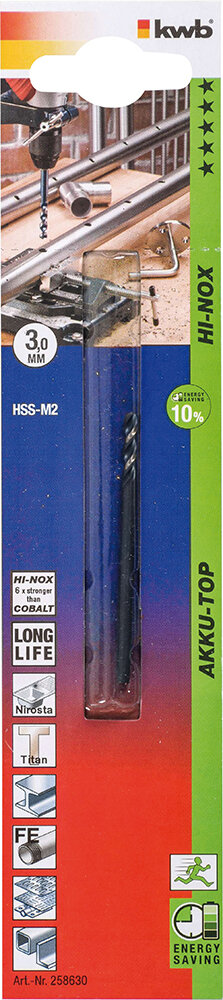 KWB HSS-Bohrer HI-NOX 3 mm Ø AkkuTop
