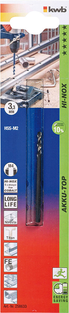KWB HSS-Bohrer HI-NOX 3,3 mm Ø AkkuTop