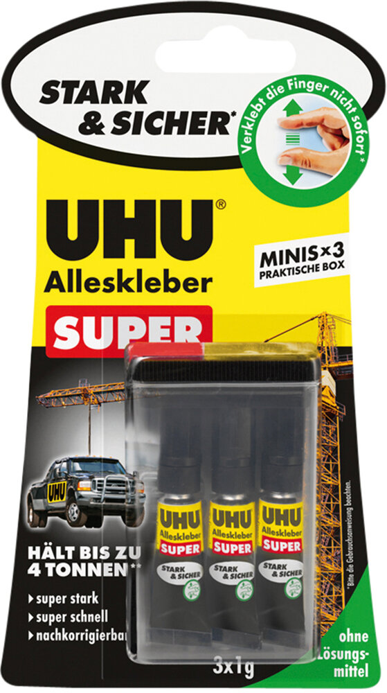 UHU UHU Alleskleber SUPER Minis 3 x 1 g