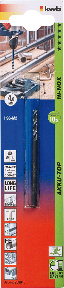 KWB HSS-Bohrer HI-NOX 4 mm Ø AkkuTop