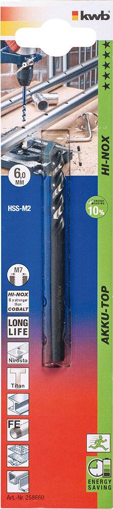 KWB HSS-Bohrer HI-NOX 6 mm Ø AkkuTop