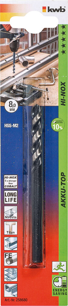 KWB HSS-Bohrer HI-NOX 8 mm Ø AkkuTop