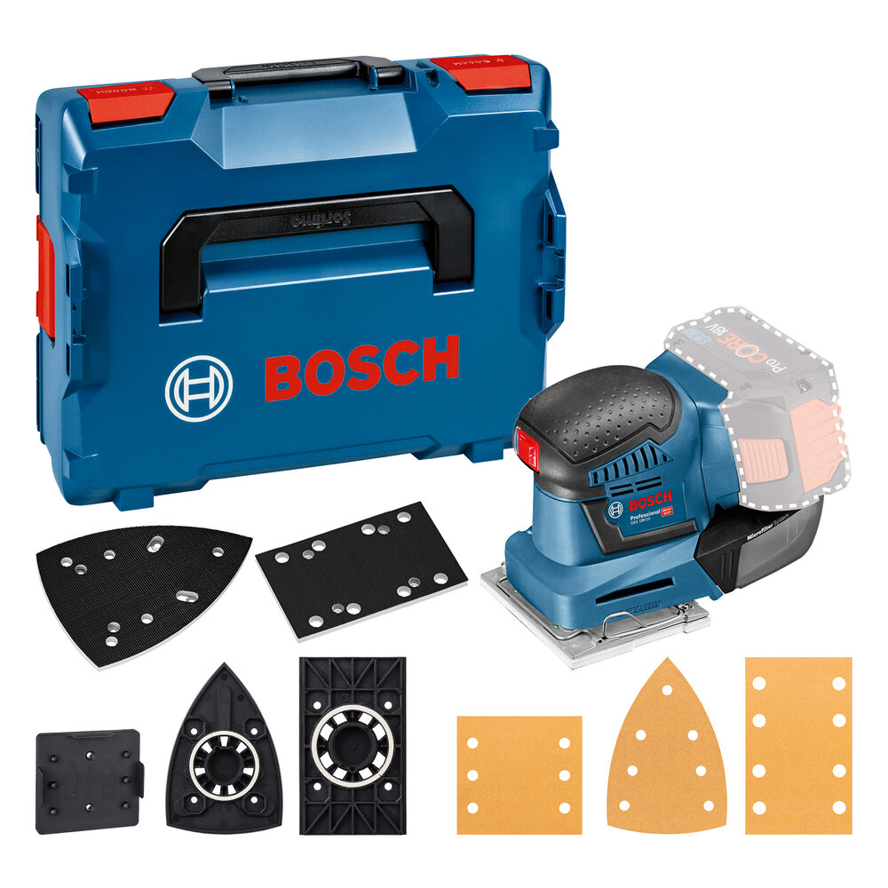 BOSCH Akku-Vibrationsschleifer GSS 18V-10 Solo SETAKTION
