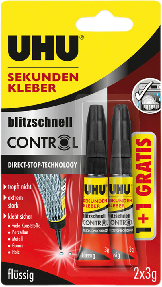 UHU Sekundenkleber Control 3 g 1+1 GRATIS