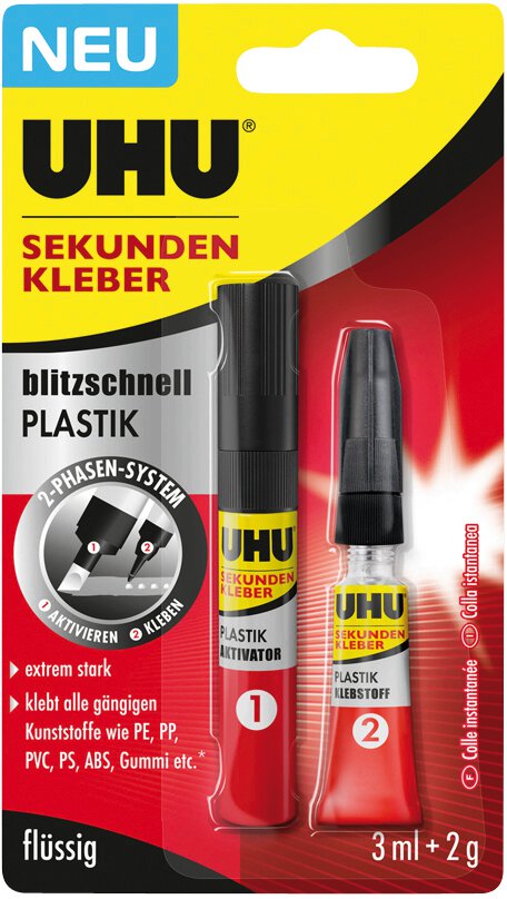 UHU Sekundenkleber Plastik 2g + 3 ml