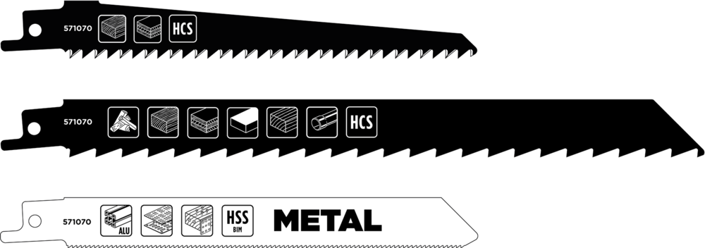 KWB Säbelsägeblätter-Set, 3-tlg., HCS / HSS-Bi-Metall, Holz und Metall