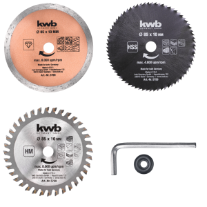 KWB Mini-Kreissäge-Set, 5-tlg. 85 mm KWB Mini-Kreissäge-Set, 5-tlg. 85 mm