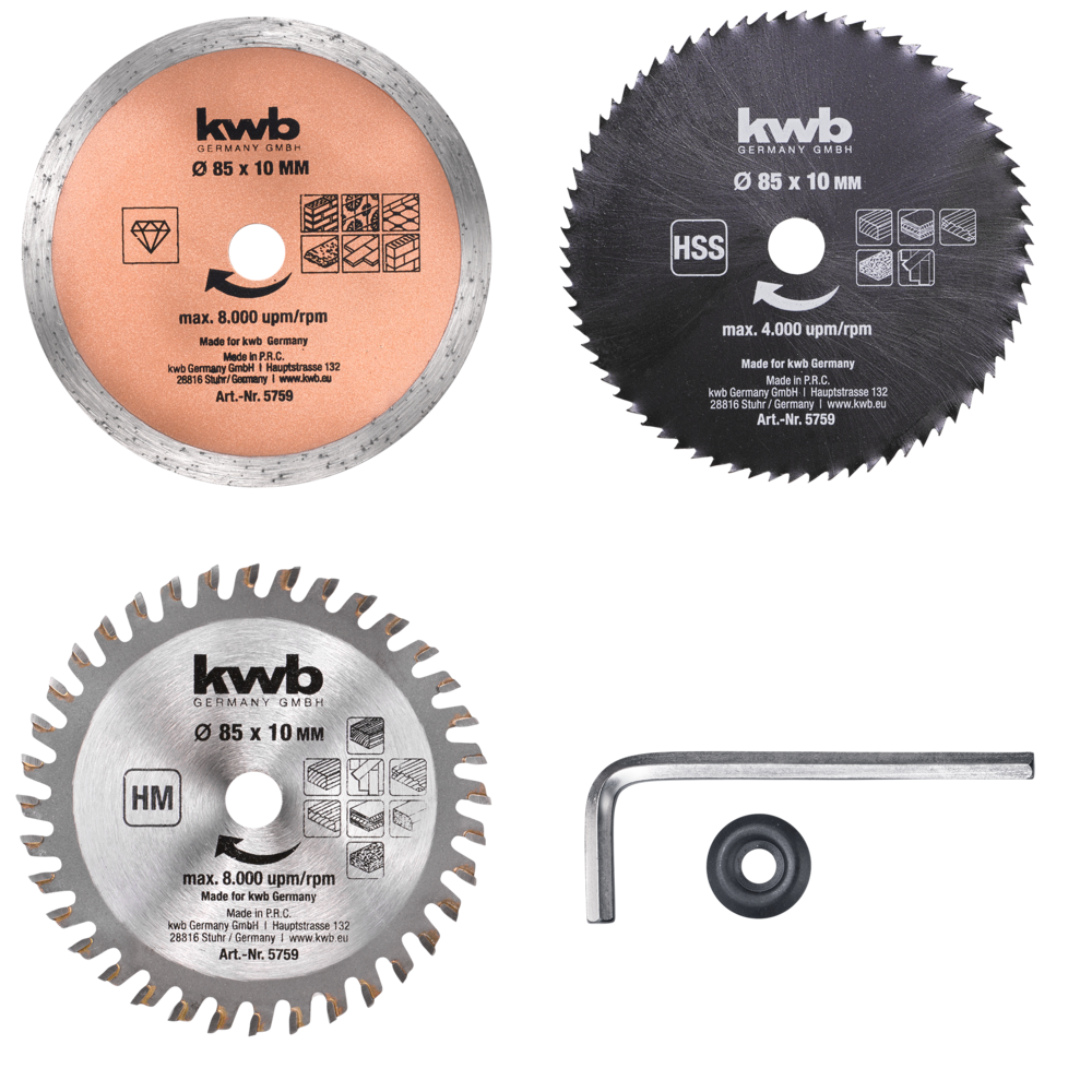 KWB Mini-Kreissäge-Set, 5-tlg. 85 mm