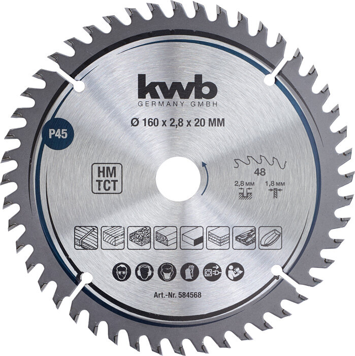KWB Präzisions-Kreissägeblätter für Handkreissägen Ø 160 x 20 mm