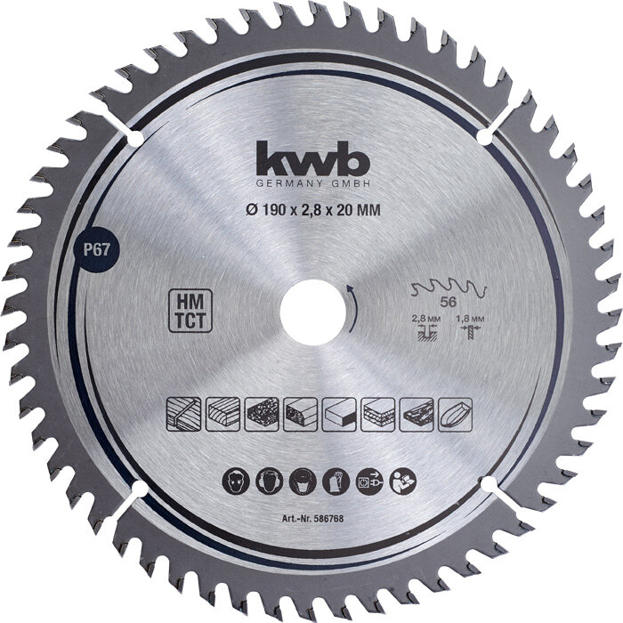 KWB Präzisions-Kreissägeblätter für Handkreissägen Ø 190 x 20 mm