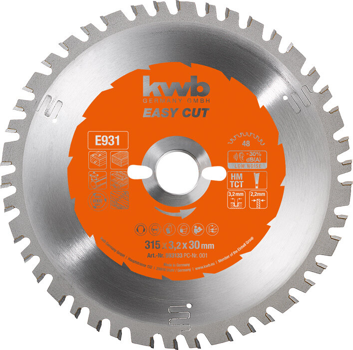 KWB EASY-CUT Kreissägeblätter Ø 315 x 30 mm für Bau- und Tischkreissägen