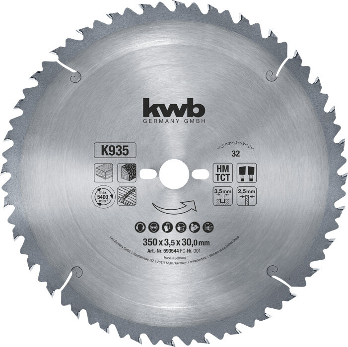 KWB Bauholz-Kreissägeblätter für Bau- und Tischkreissägen Ø 350 x 30 mm