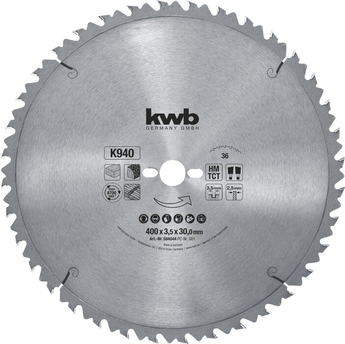 KWB Bauholz-Kreissägeblätter für Bau- und Tischkreissägen Ø 400 x 30 mm