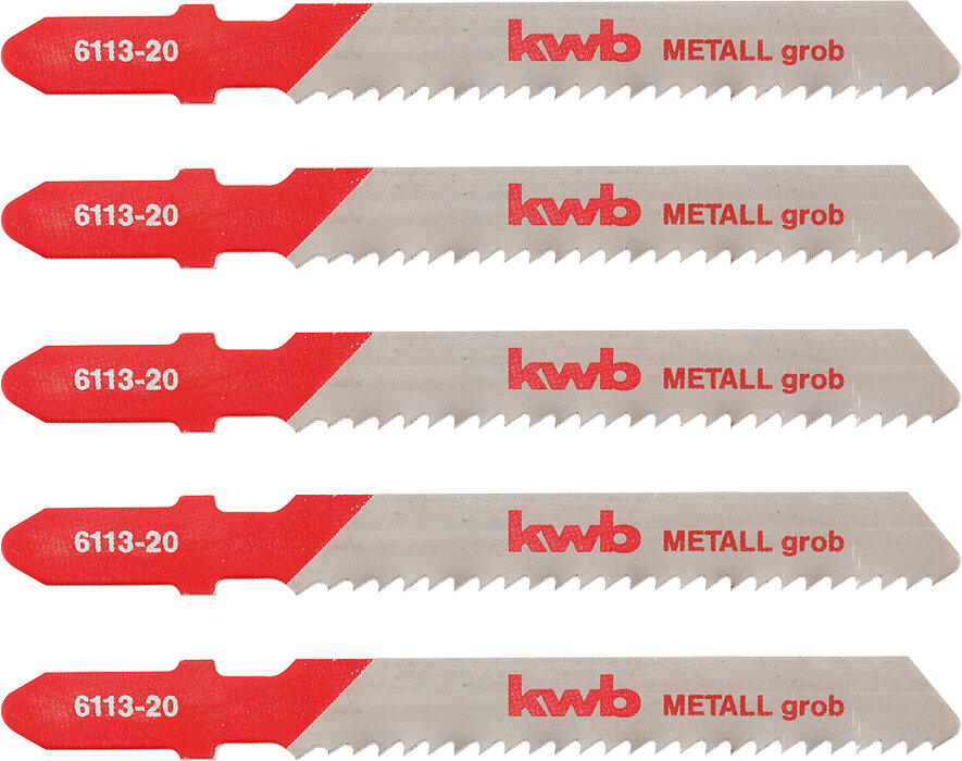 KWB 5 Stichsägeblätter, Metallbearbeitung, HSS, grob
