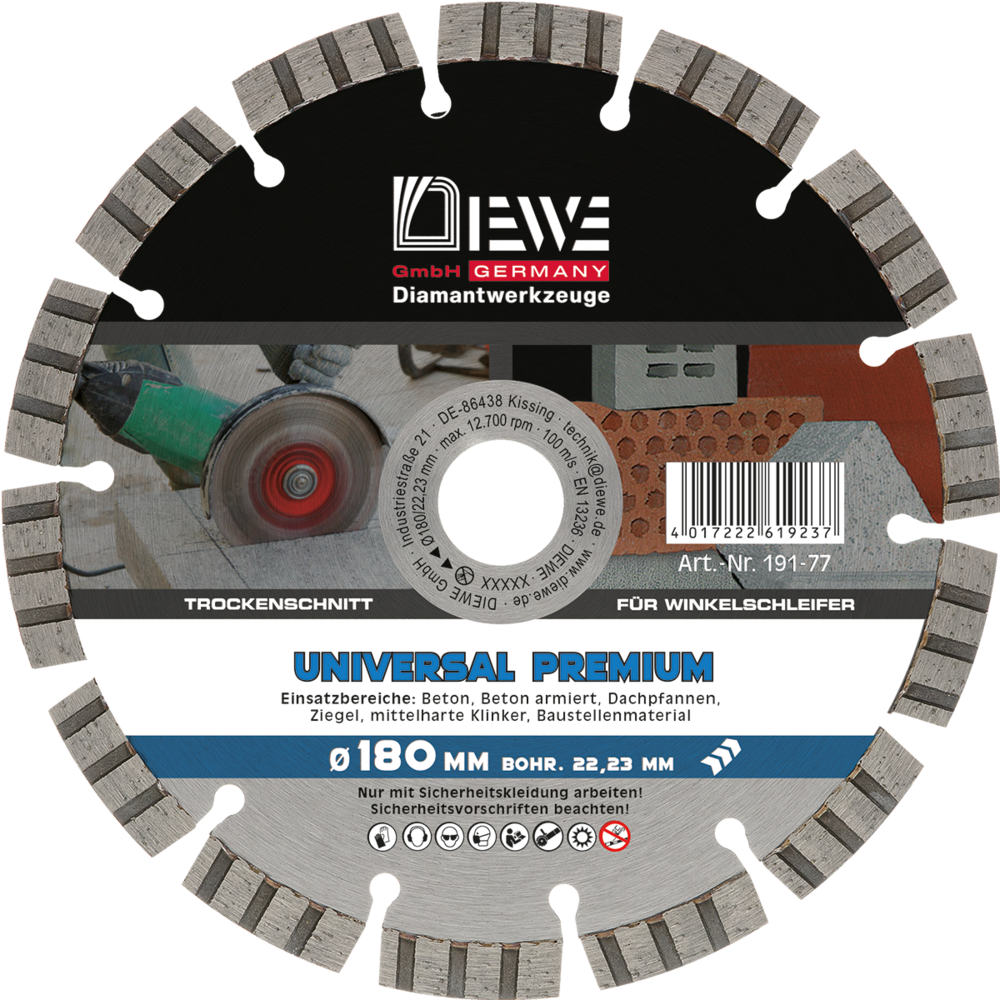 DIEWE Universal-Diamant-Trennscheibe Selection SLU 180 mm Ø