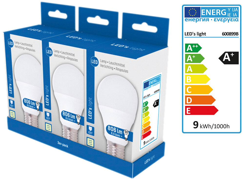LED's light 3 LED-Lampen E 27, 9 W